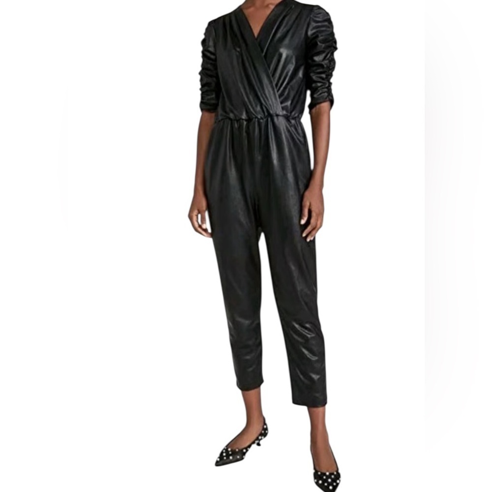 Amanda Uprichard Annika Black faux Leather Jumpsuit